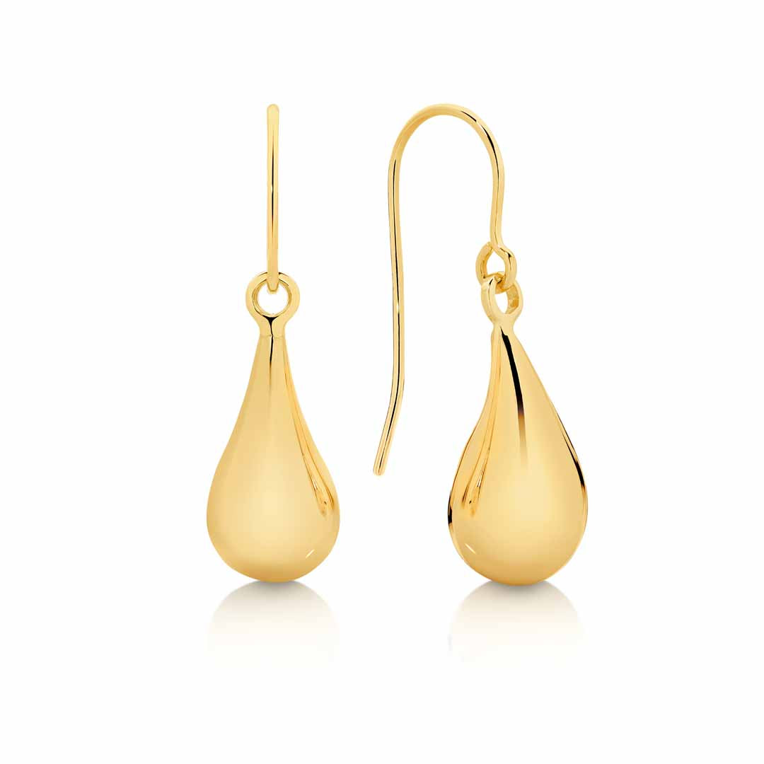 9ct Yellow Gold Teardrop Earring on Shepherds Hook