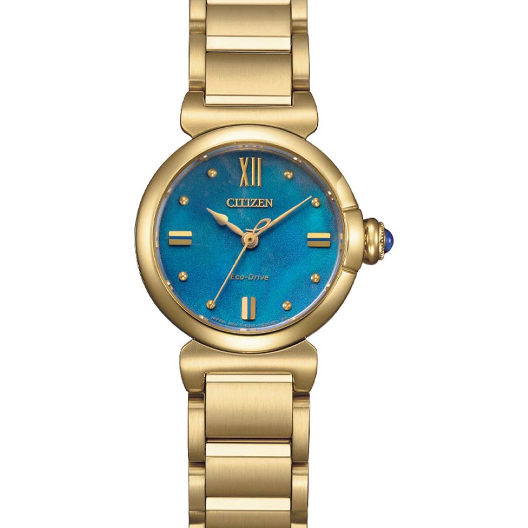 Limited Edition Gold plated ladies Citizen Eco-Drive blue dial