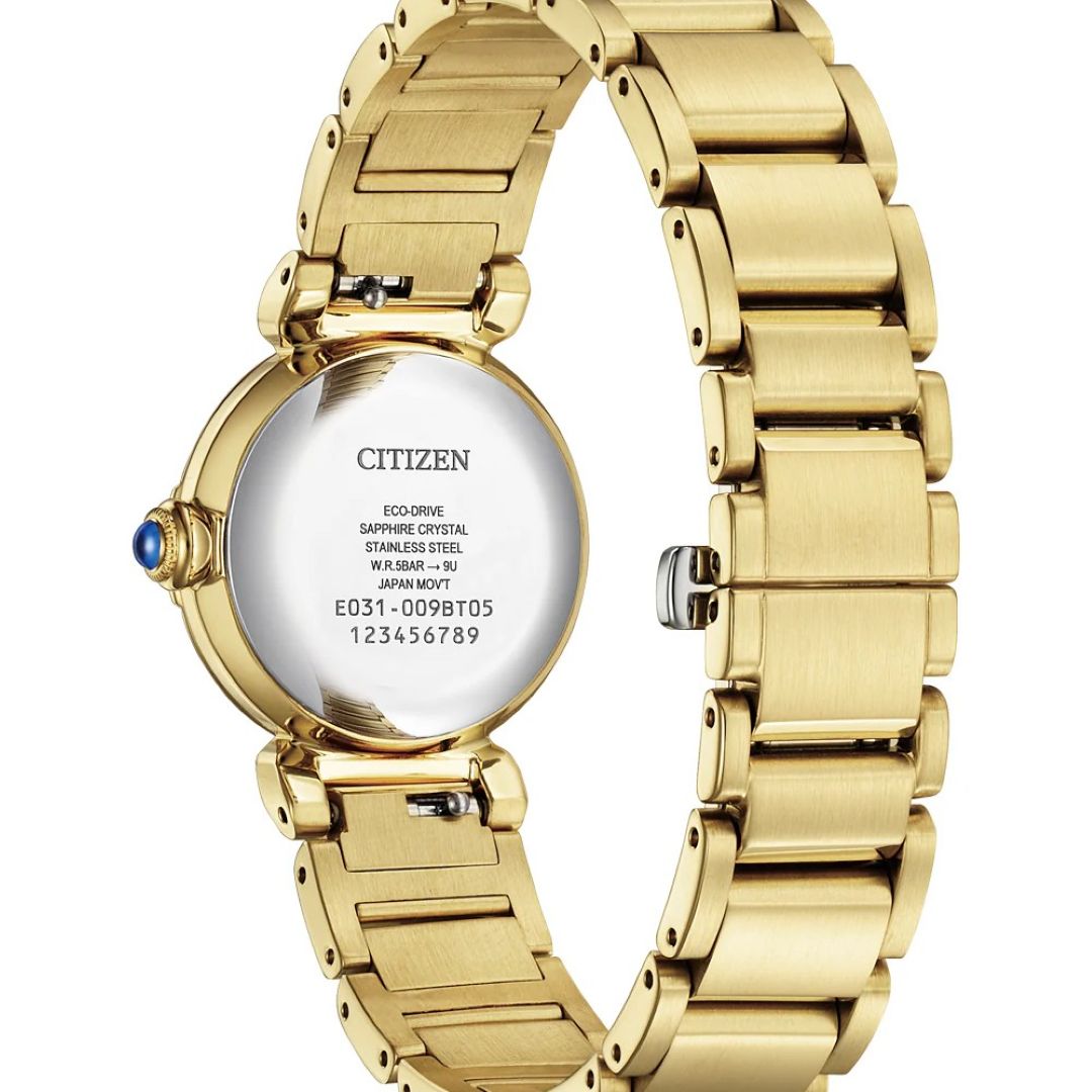 Limited Edition Gold plated ladies Citizen Eco-Drive blue dial