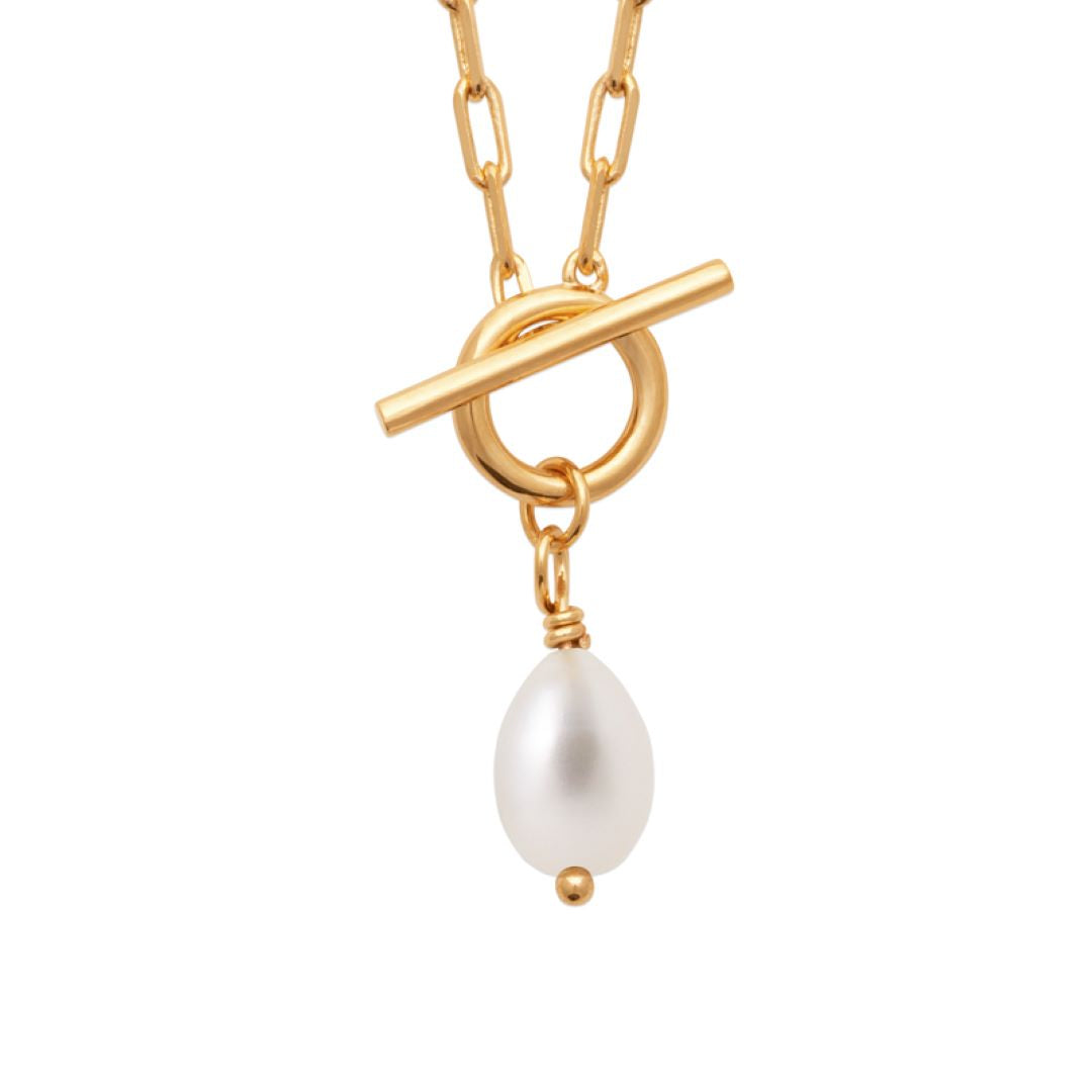 Synthetic Pearl Drop Fob Necklace 45cm