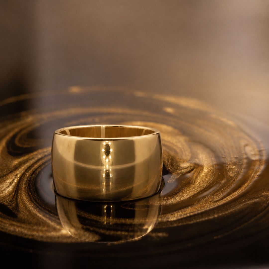 9ct Yellow Gold 12mm wide Band