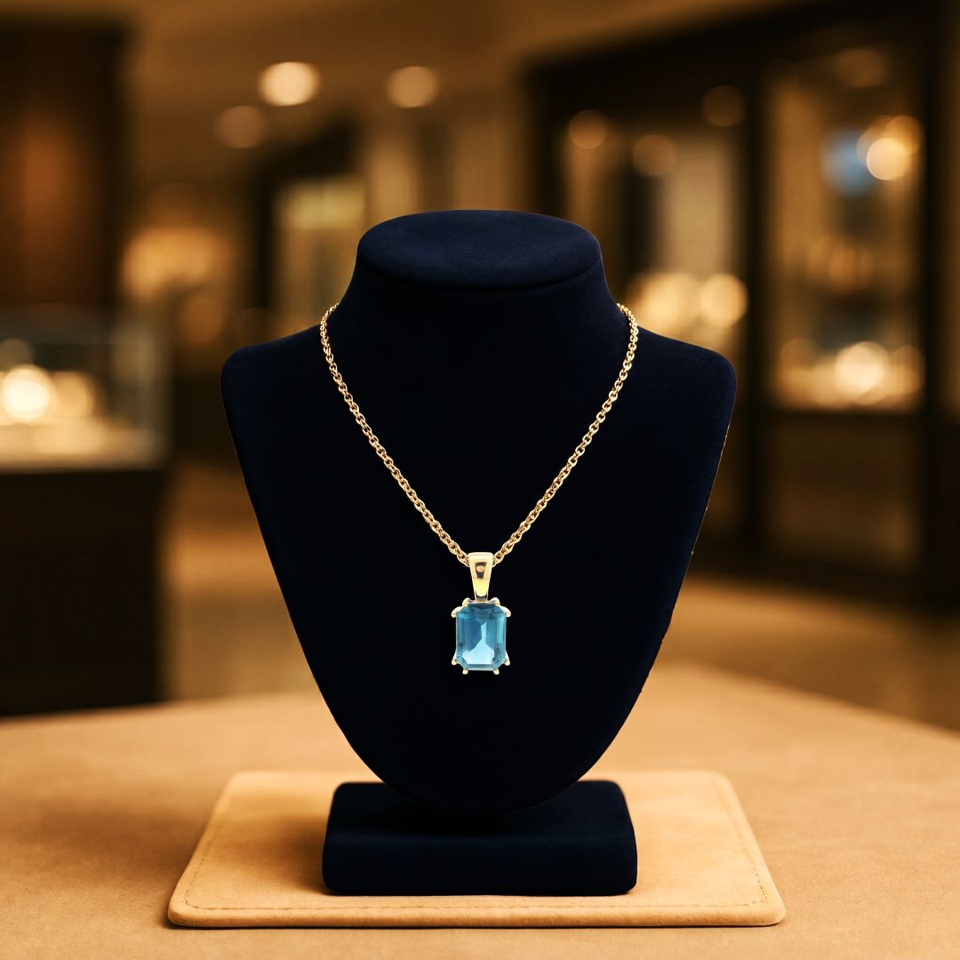Handmade 30.23ct Londdon Blue Topaz Pendant in Gold