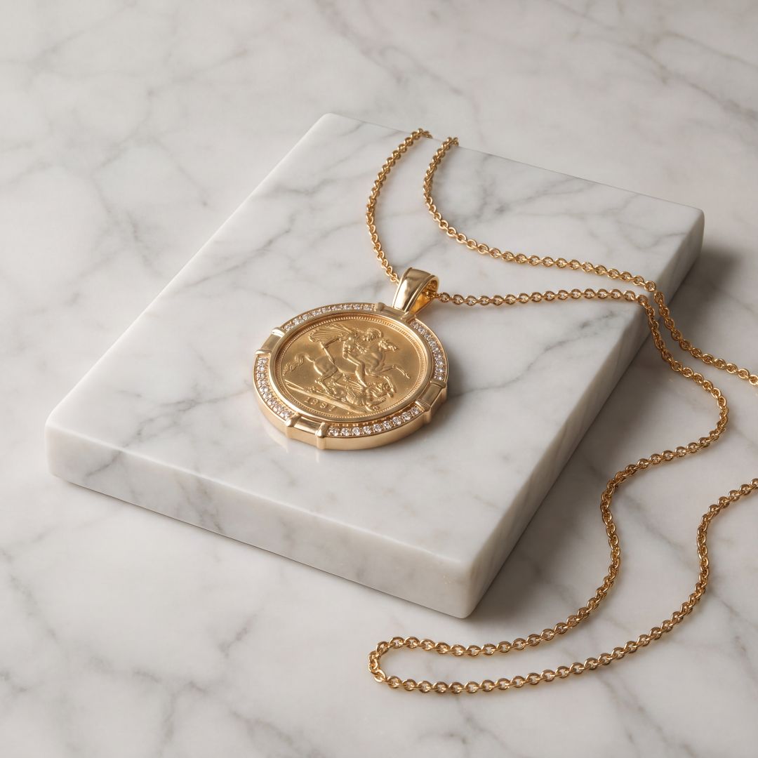 Full Sovereign Diamond set Pendant