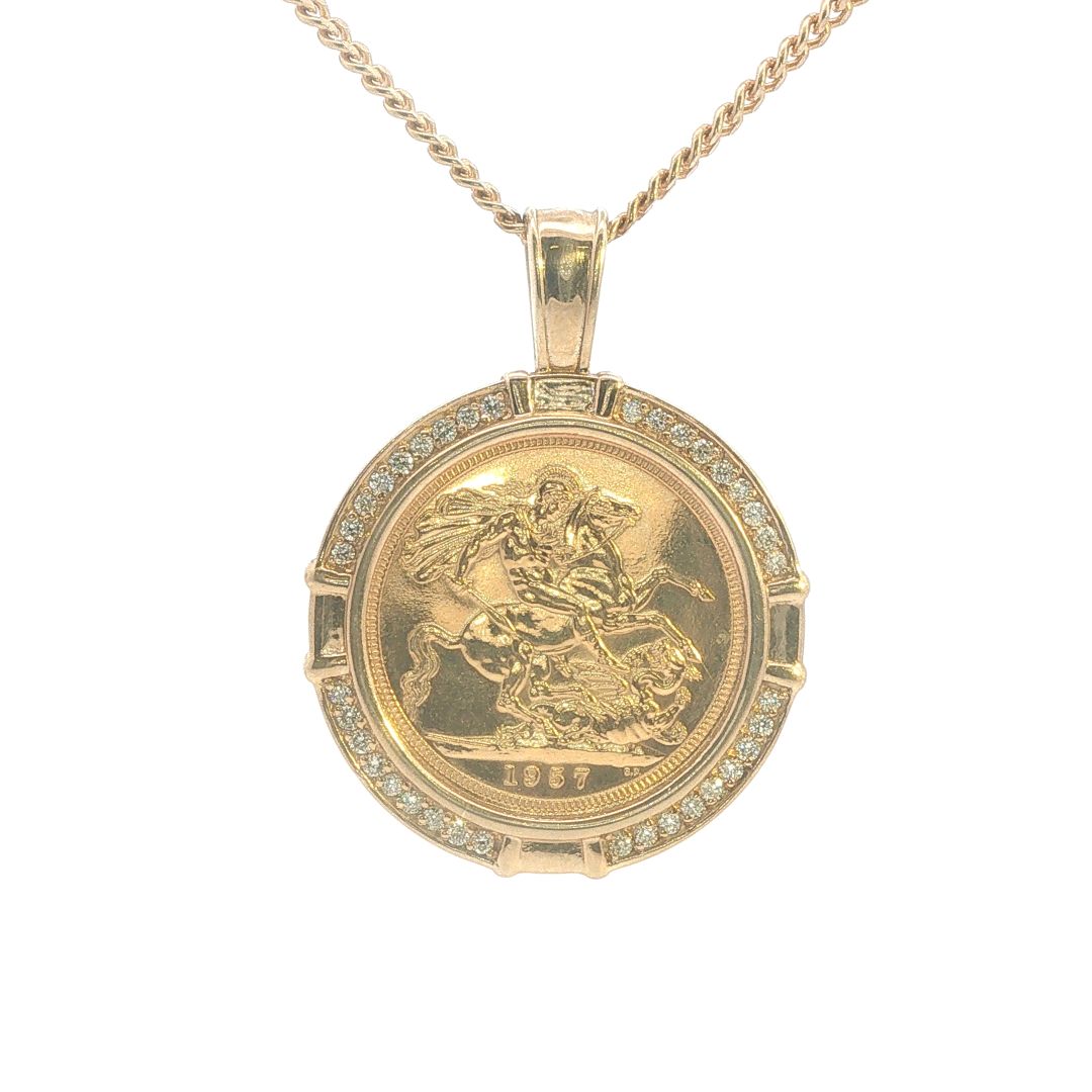 Full Sovereign Diamond set Pendant