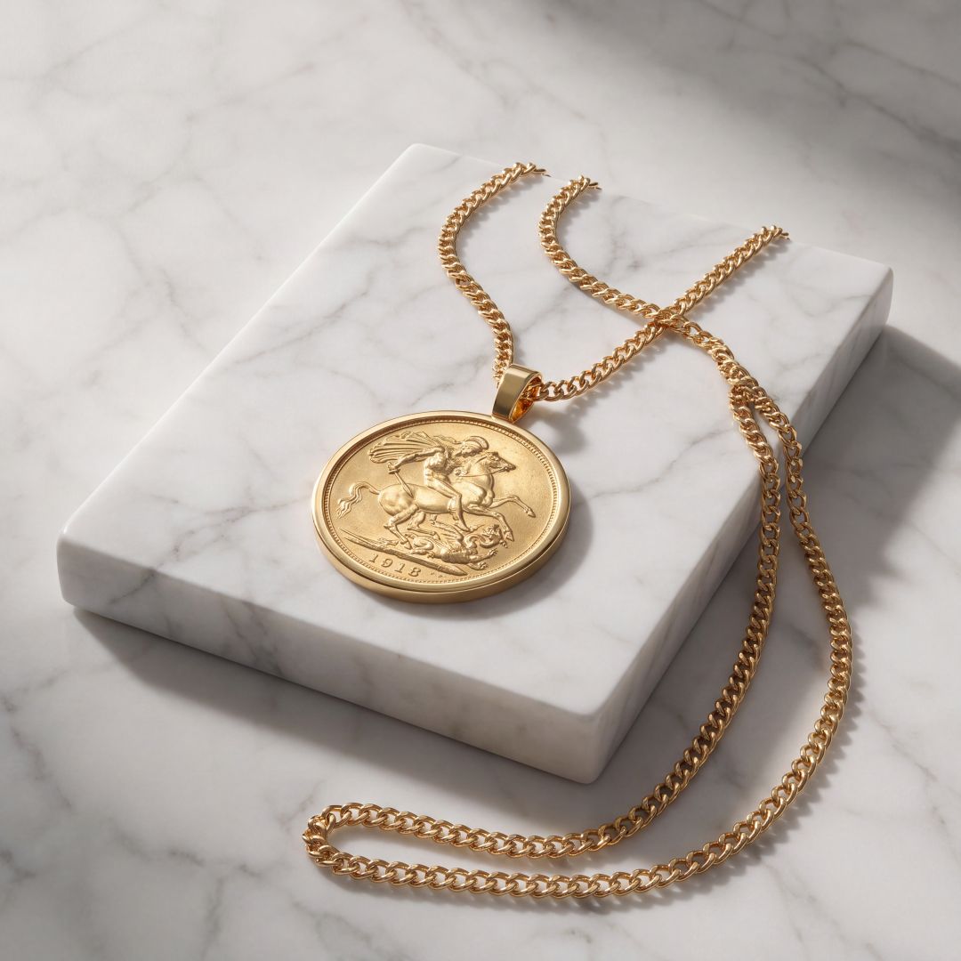 Full Sovereign pendant in 9ct yellow gold mount