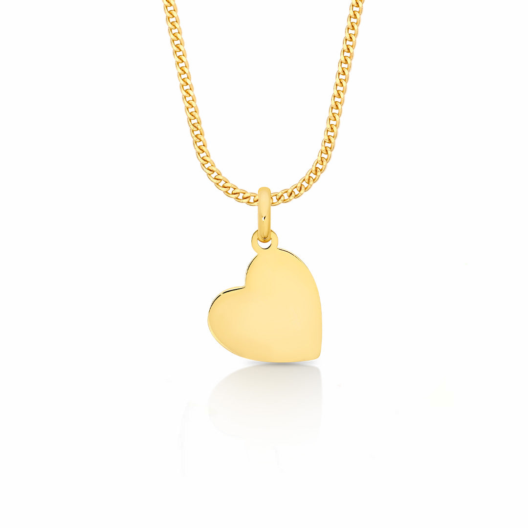 9ct Y/G plain heart pendant on GP display chain