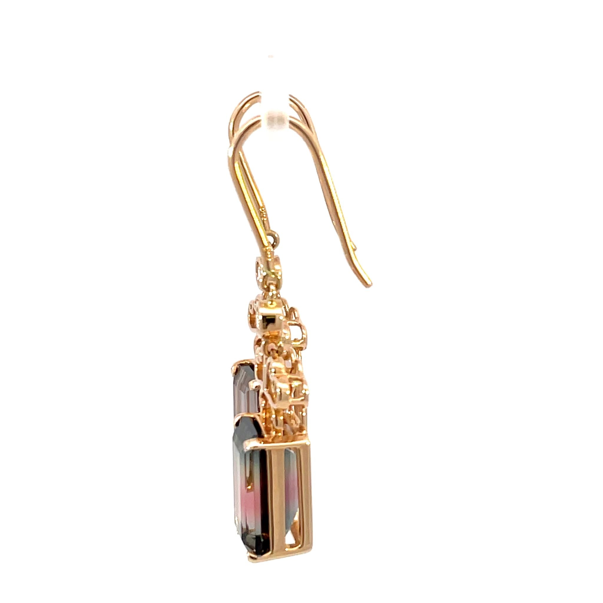 Tourmaline and 18ct Rose Gold Drop Earrings