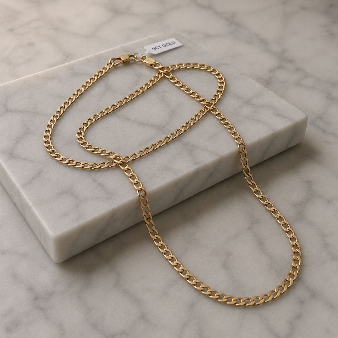9ct Yellow Gold Open Curb 51cm