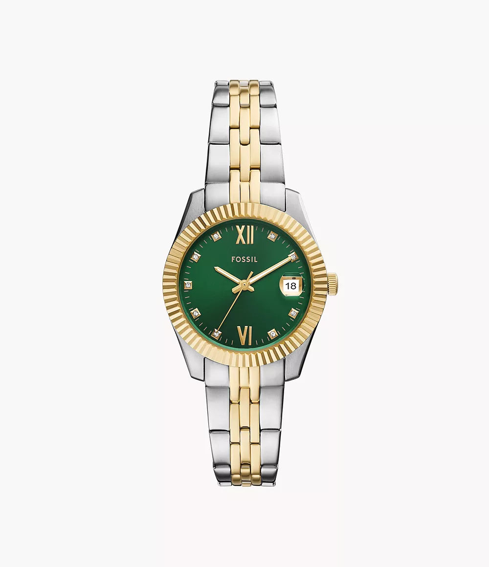 Fossil Scarlette 33mm Ladies Bi Tone Green Dial