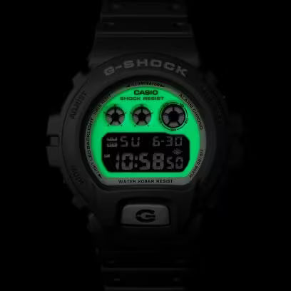 Grey digital G shock with 200m water resis with glow in the dark face