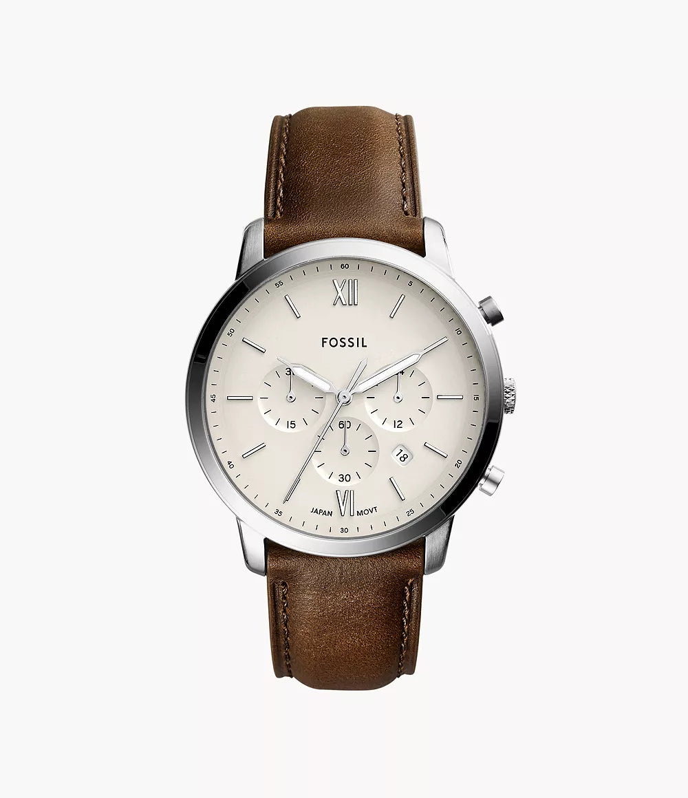 Fossil Neutra 44mm Chronograph Brown Leather Watch