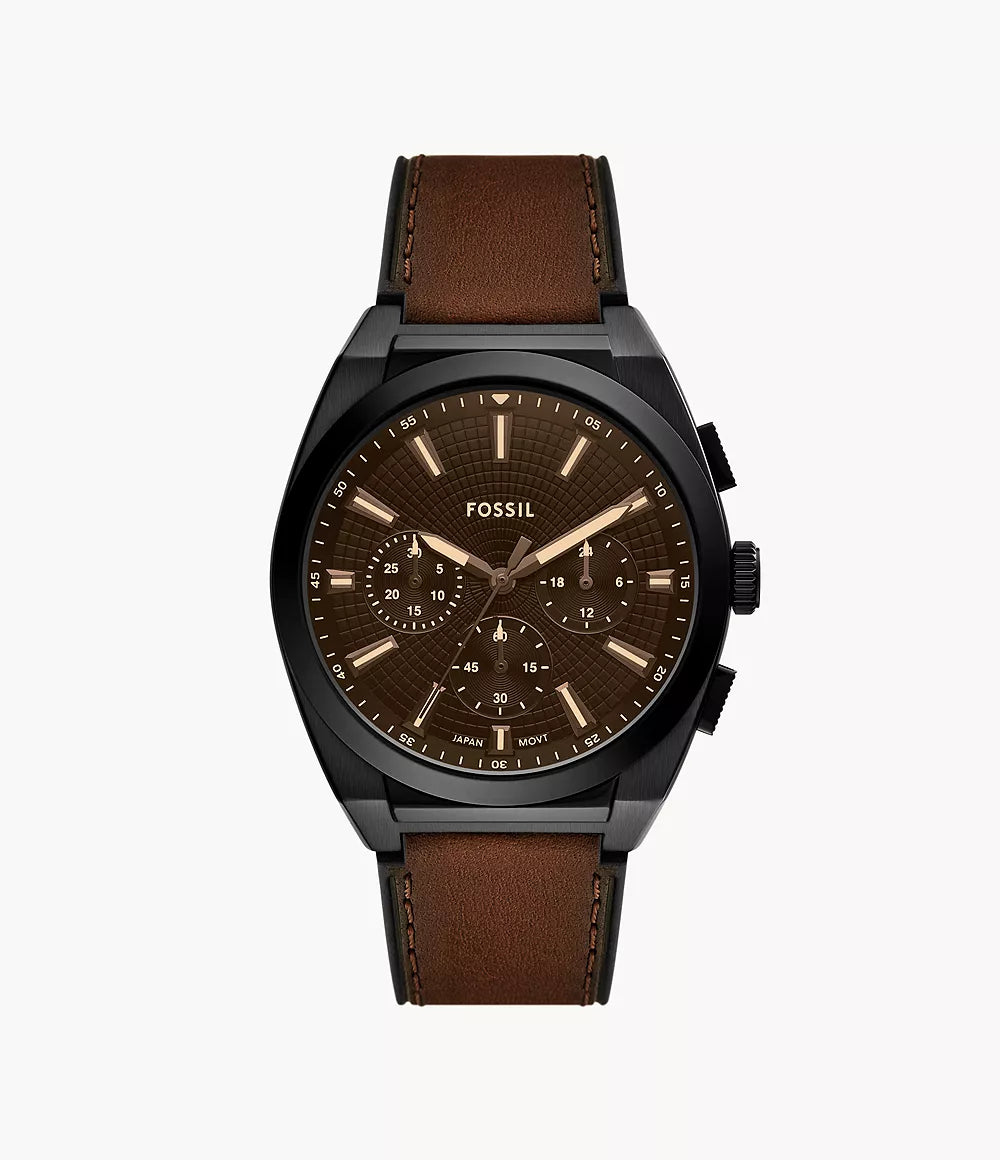 Fossil Everett 44mm Chronograph Brown Leather Watch