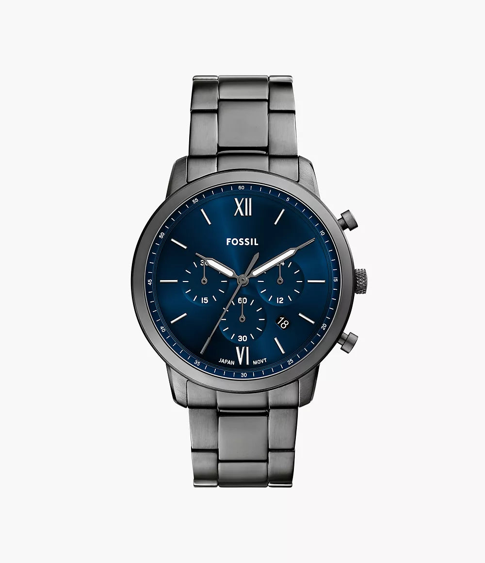 Fossil Neutra 44mm Chronograph Smoke Stainless Steel Watch