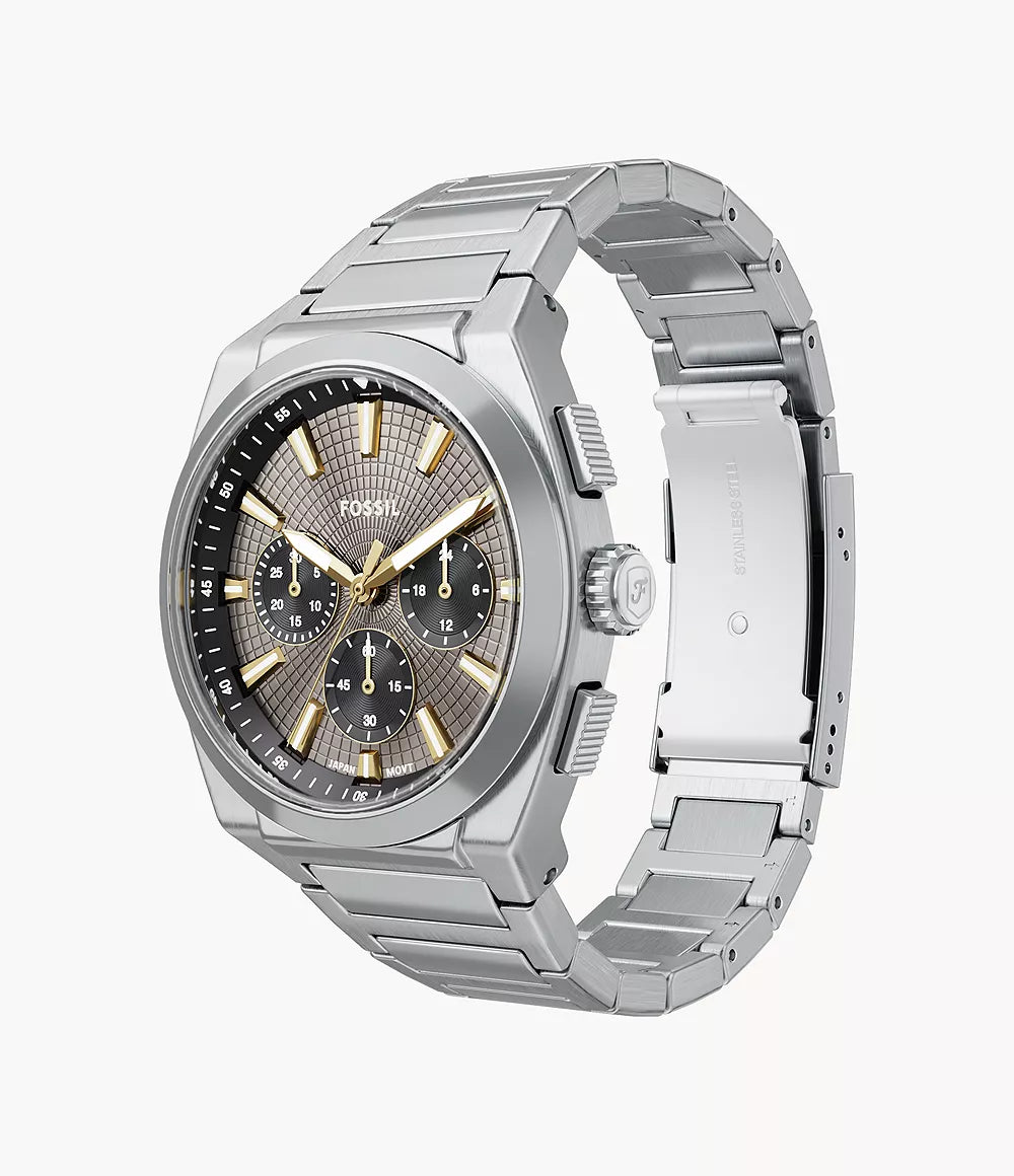 Fossil Everett 44mm Chronograph Stainless Steel Watch