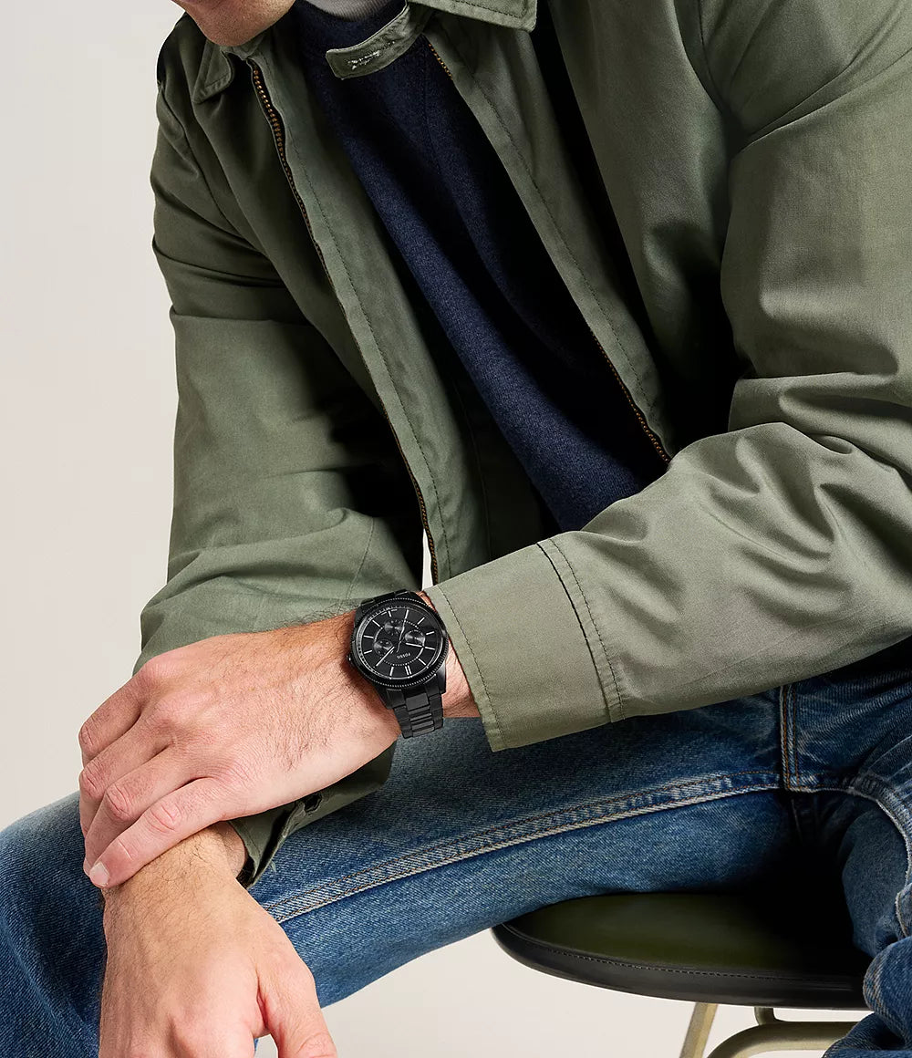 Fossil Pearson 42mm Multifunction Black Stainless Steel Watch