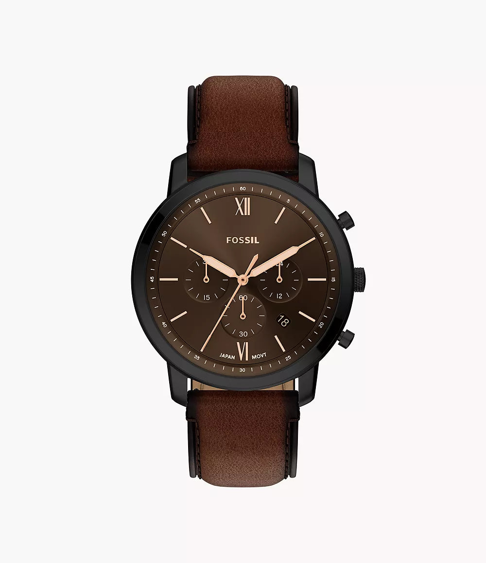 Fossil Neutra 44mm Chronograph Brown Leather Watch