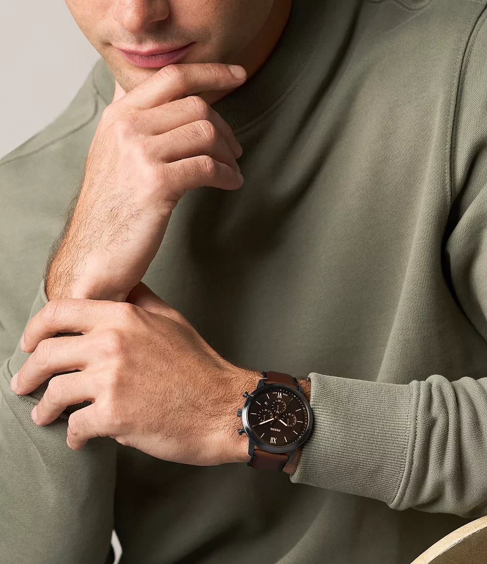 Fossil Neutra 44mm Chronograph Brown Leather Watch
