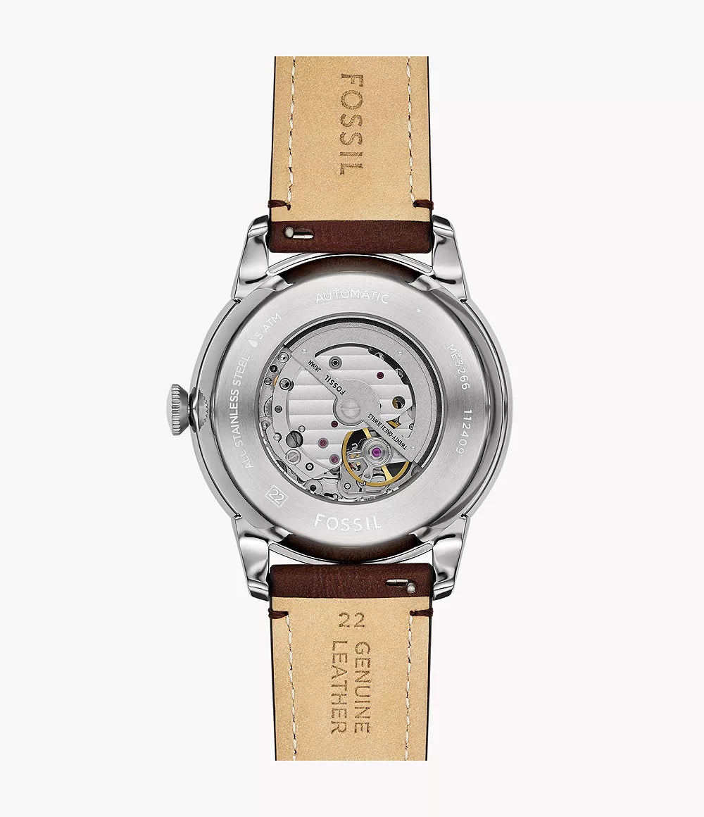 Fossil Townsman 44mm Automatic Brown Leather Watch
