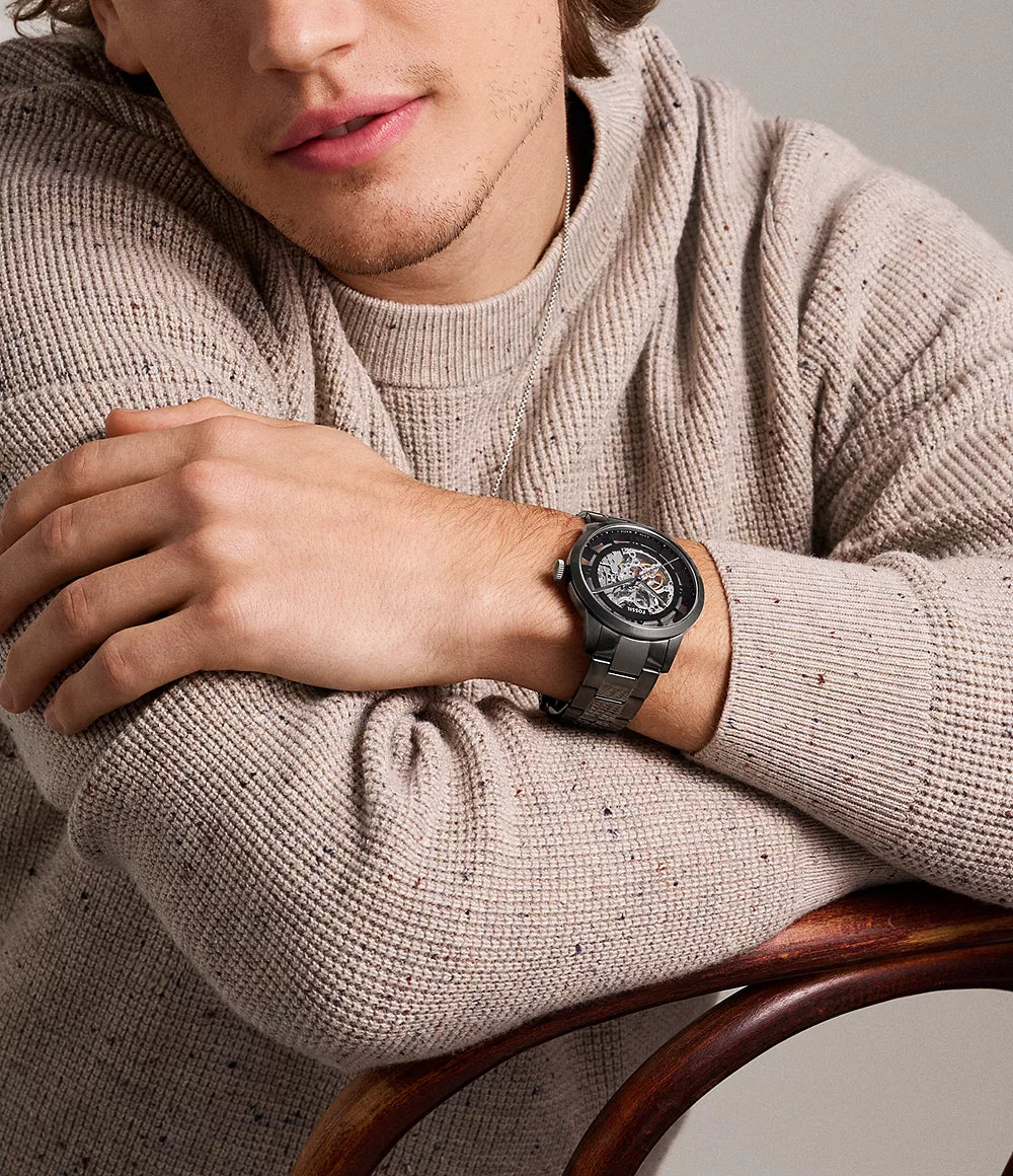 Fossil Townsman 44mm Automatic Smoke Stainless Steel Watch