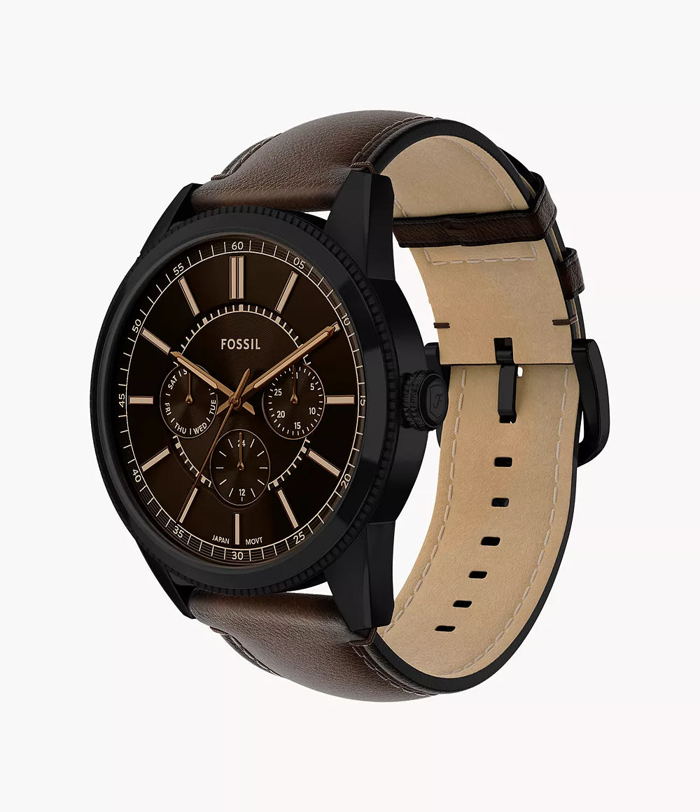 Fossil Pearson 42mm Multifunction Brown Leather Watch