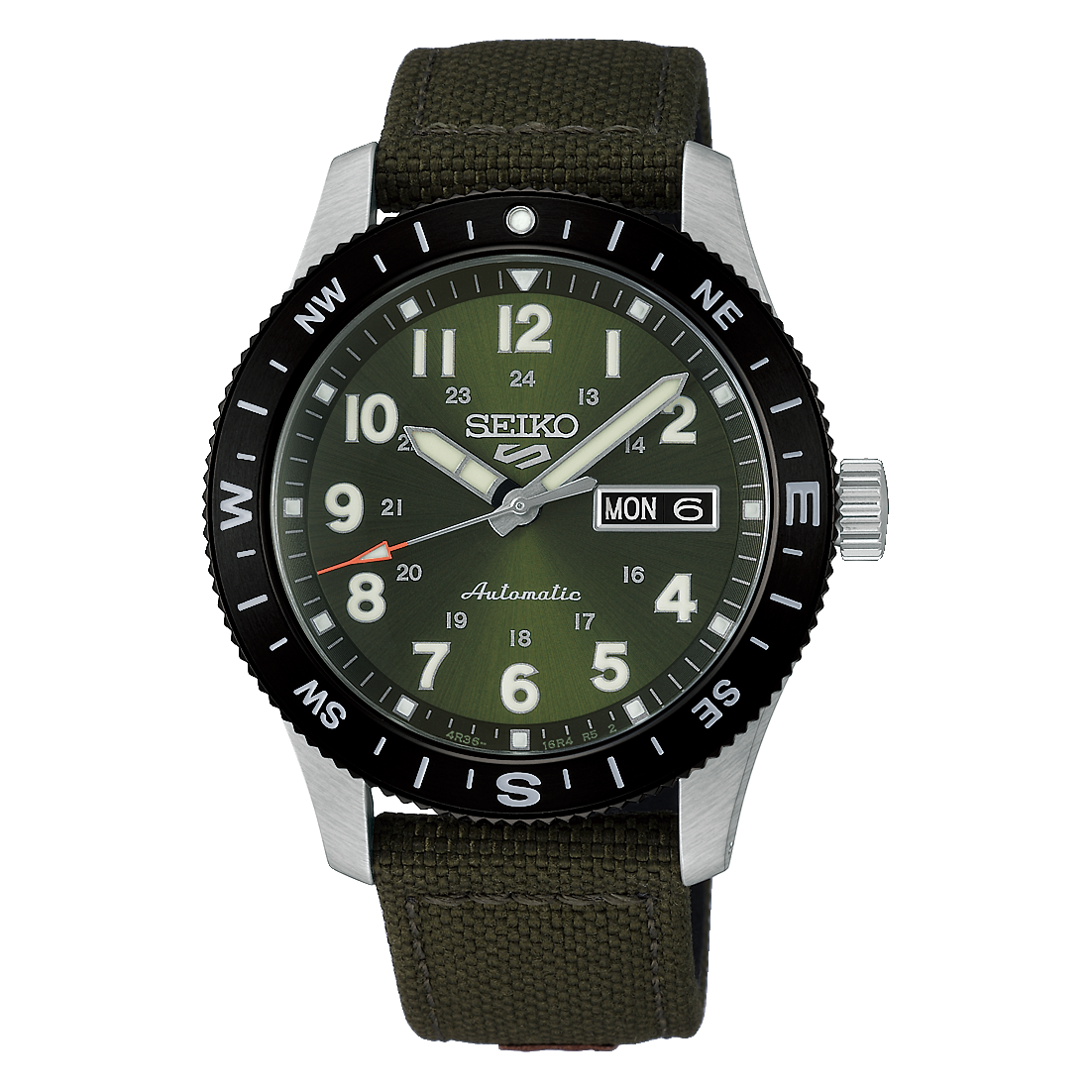 Khaki green strap green dial full fig 100mtr Auto