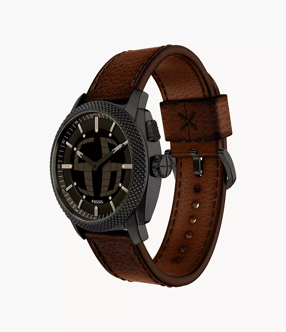 Fossil Machine Big Tic 41mm Brown Leather Watch FS6165