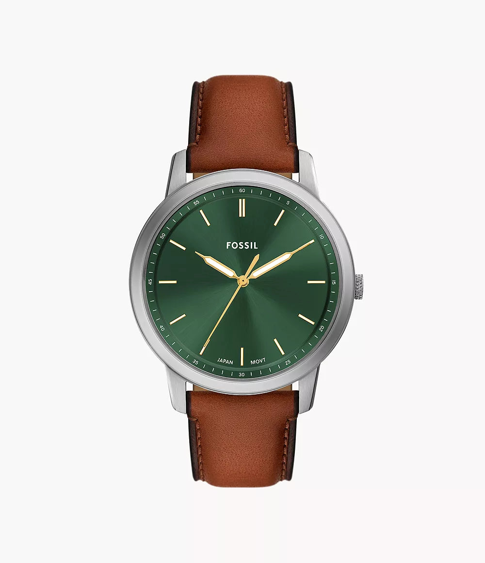 Fossil FS6094 Minimalist 44mm Three-Hand Brown Leather Watch