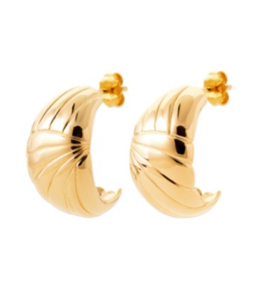 18ct Yellow Gold Plated Alloy Crescent Moon Stud