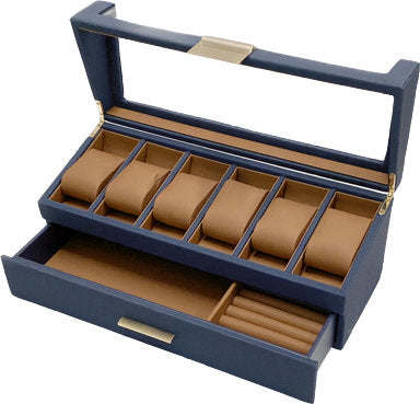 Blue Lacquer wooden Watch Jewellery box